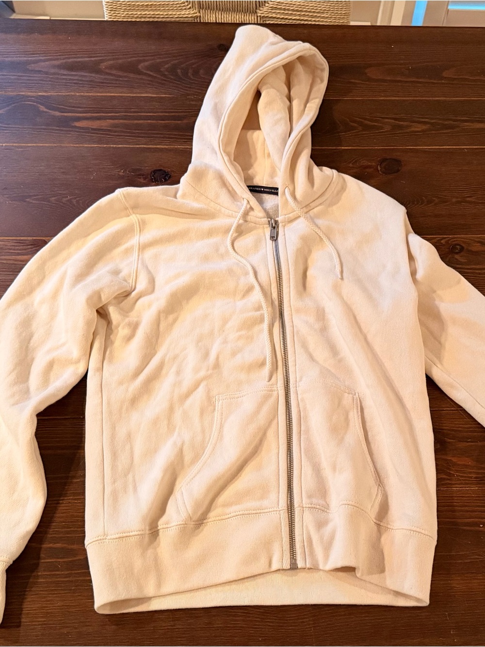 NWOT Brandy Melville Cream Zip Hoodie
